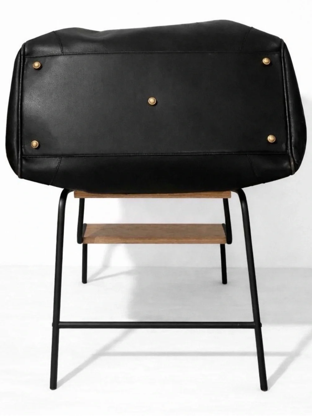 Gucci Black Leather Duffel with Gold-Tone Hardware